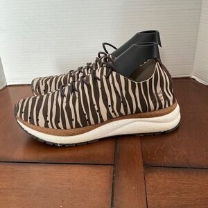 OTBT Alstead Womens 8.5M Zebra Print Brown Leather Fabric Lace Up Sneakers